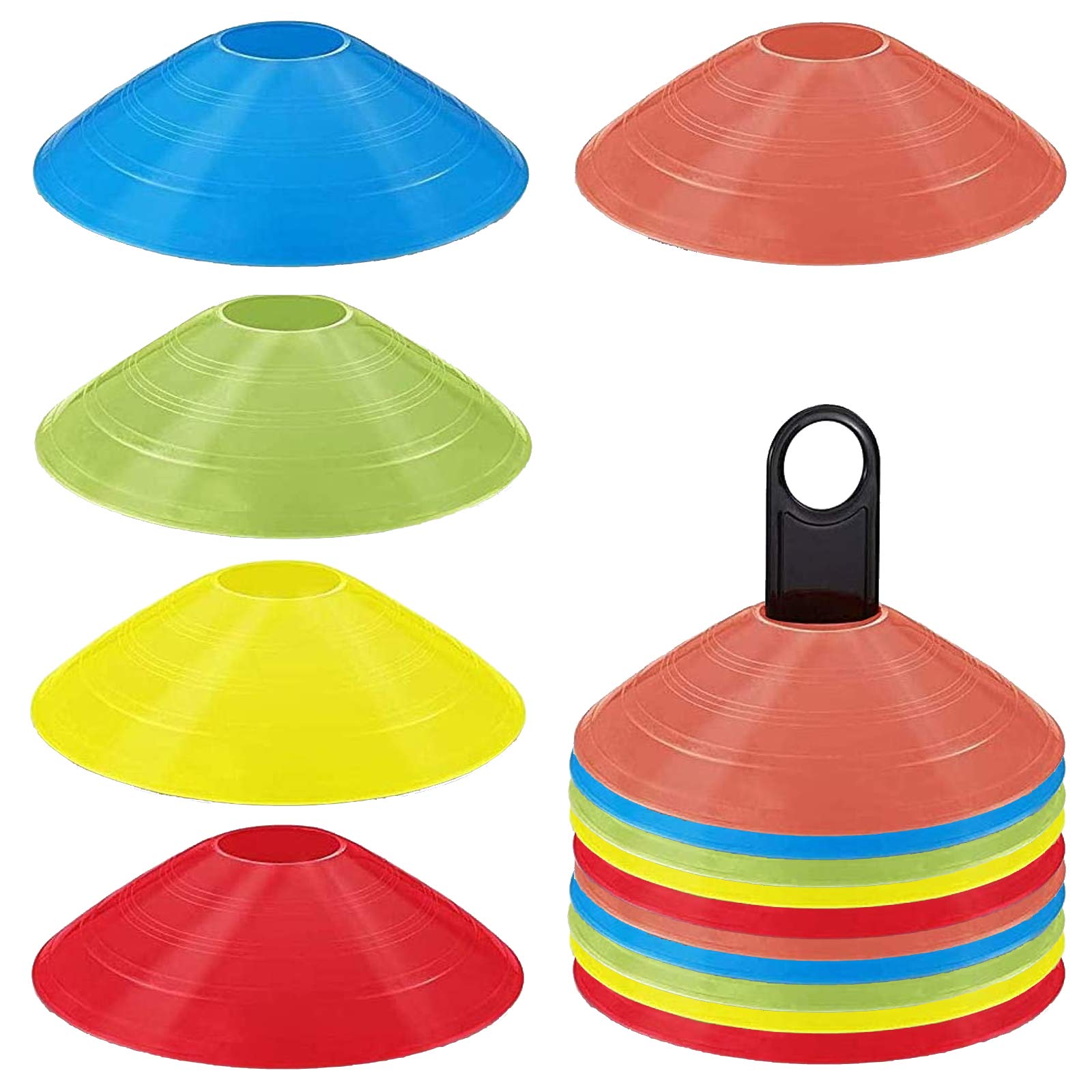 HUSZZM 16 Pcs Football Cones Football Training Equipment for Kids Sports Cones Markers Soccer Disc Cones with Plastic Holder Plastic Cones for Football Training Field Space Marker Garden Game