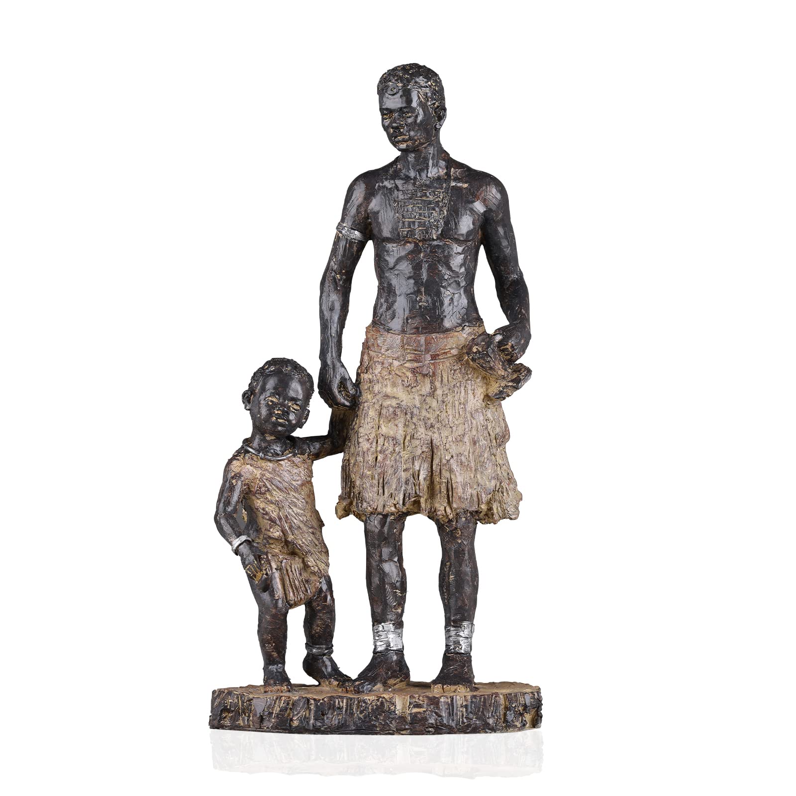 Photo 1 of DOVDOV 12" African Statues and Sculptures. African Father and Son Statue Modern Home Decor, Home Decor for African American Living Room, Table top, Entrance, Living Room