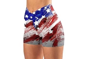JOAU Womens Workout Yoga Shorts USA Flag 4th of July Patriotic Shorts Buttery Soft Stretch Cheerleader Shorts