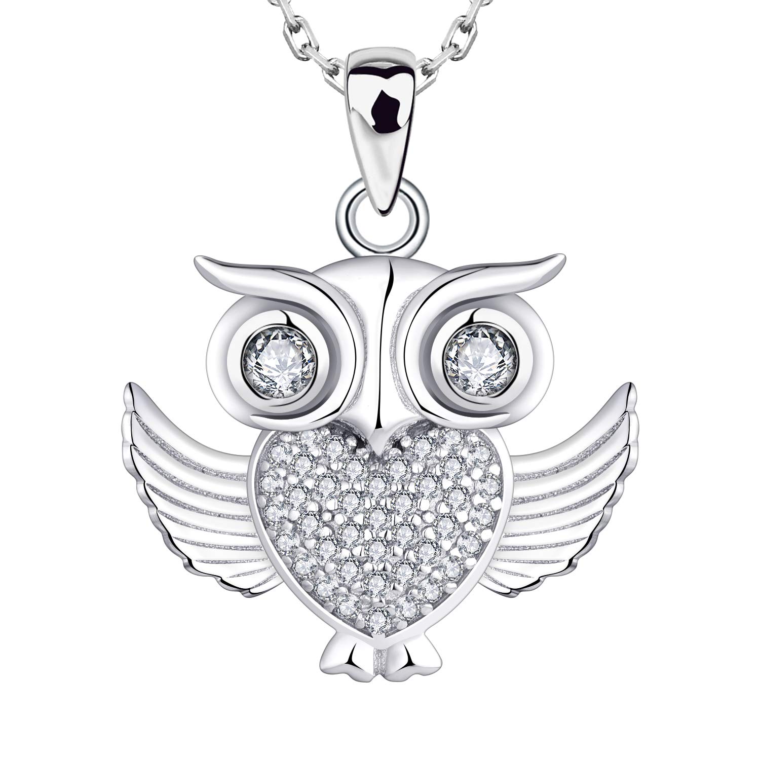 Starnny Women Necklace 925 Sterling Silver Owl Pendant Necklace 3A Cubic Zirconia Jewelry Gifts for Women