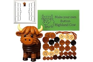Highland Cow Button Ornaments Kit, Funny Highland Cow Handmade Craft Making Set, DIY Buttons Christmas Tree Decoration for Wo