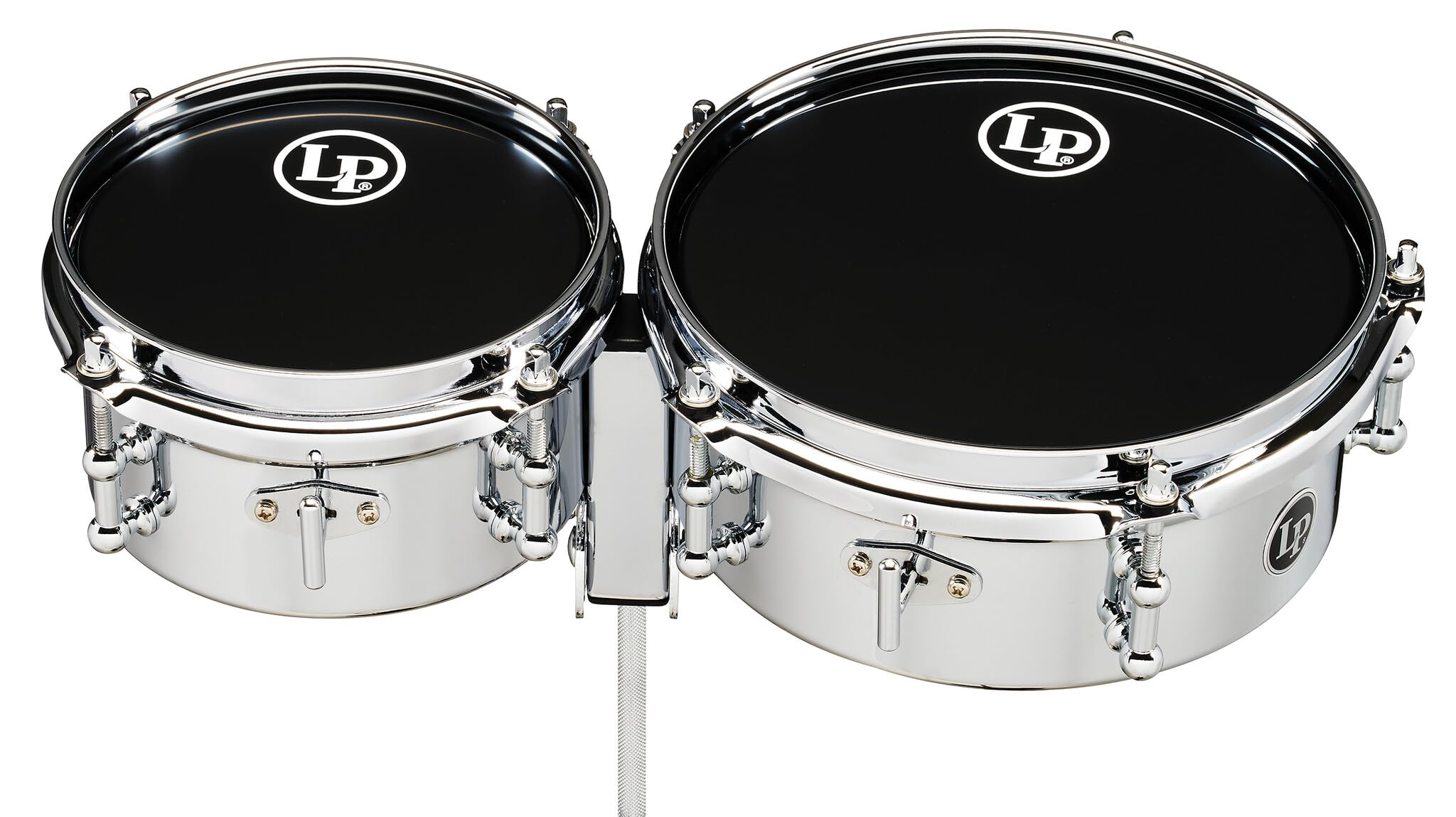 LP Latin Percussion Timbales Mini Chrome 6" + 8" verchromter Stahlkessel Tiefe 3,25", Halterung zur Montage auf einer 3/8 Haltestange, LP845-K, Trommel, Drum