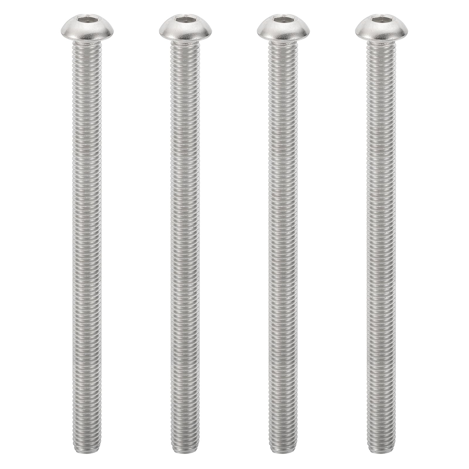 PATIKIL M8-1.1x100mm Button Head Socket Cap Screws, 4 Pcs 304 Stainless Steel 18-8 Hex Socket Cap Screw Bolts Allen Hex Drive Full Machine Thread