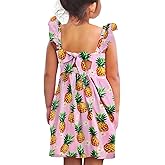 Vieille Toddler Girls Summer Dress Ruffle Short Sleeve Cute Mermaid Backless Kids Casual Beach Dress 3-7T