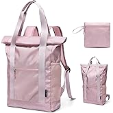 GOLF QUALITY Foldable Convertible Tote Backpack Lightweight Versatile Nylon Daypack for Women Work Leisure Travel,Berry Pink