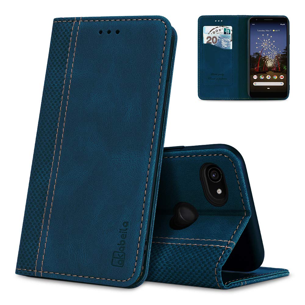 AKABEILA Case for Google Pixel 3A Premium Leather Flip Wallet Case with Magnetic Closure Kickstand Card Slots Folio Phone Case Cover Shockproof