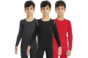 Sanke 1 or 3 Pack Youth Boys Compression Shirt Football Undershirt Long Sleeve Athletic Shirts Soccer Workout Baselayer