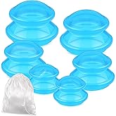 TrelaCo 6 Pcs Cupping Kit for Massage Therapy 3 Sizes Silicone Cupping Set Chinese Massage Therapy for Studio Household Cellulite Joint Pain Muscle Pain(Clear Blue)
