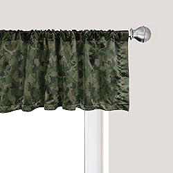 Ambesonne Camouflage Window Valance, Dark Tones