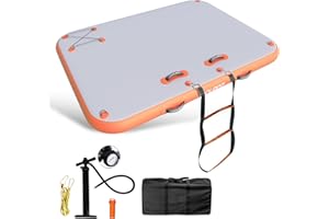 JOOLOOG Inflatable Floating Dock Mat,6 inches Thick Inflatable Stable Platform Raft with Storage Bag None-Slip Surface for Lake Beach Pool