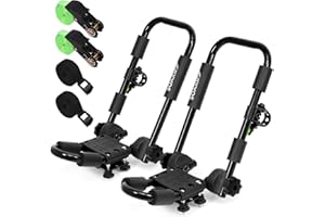 Soarify Folding Kayak Roof Rack Premium J-Bar for Canoe Carrier SUP Paddle Surfboard Mount on Car SUV and Truck Crossbar (1 Pair)