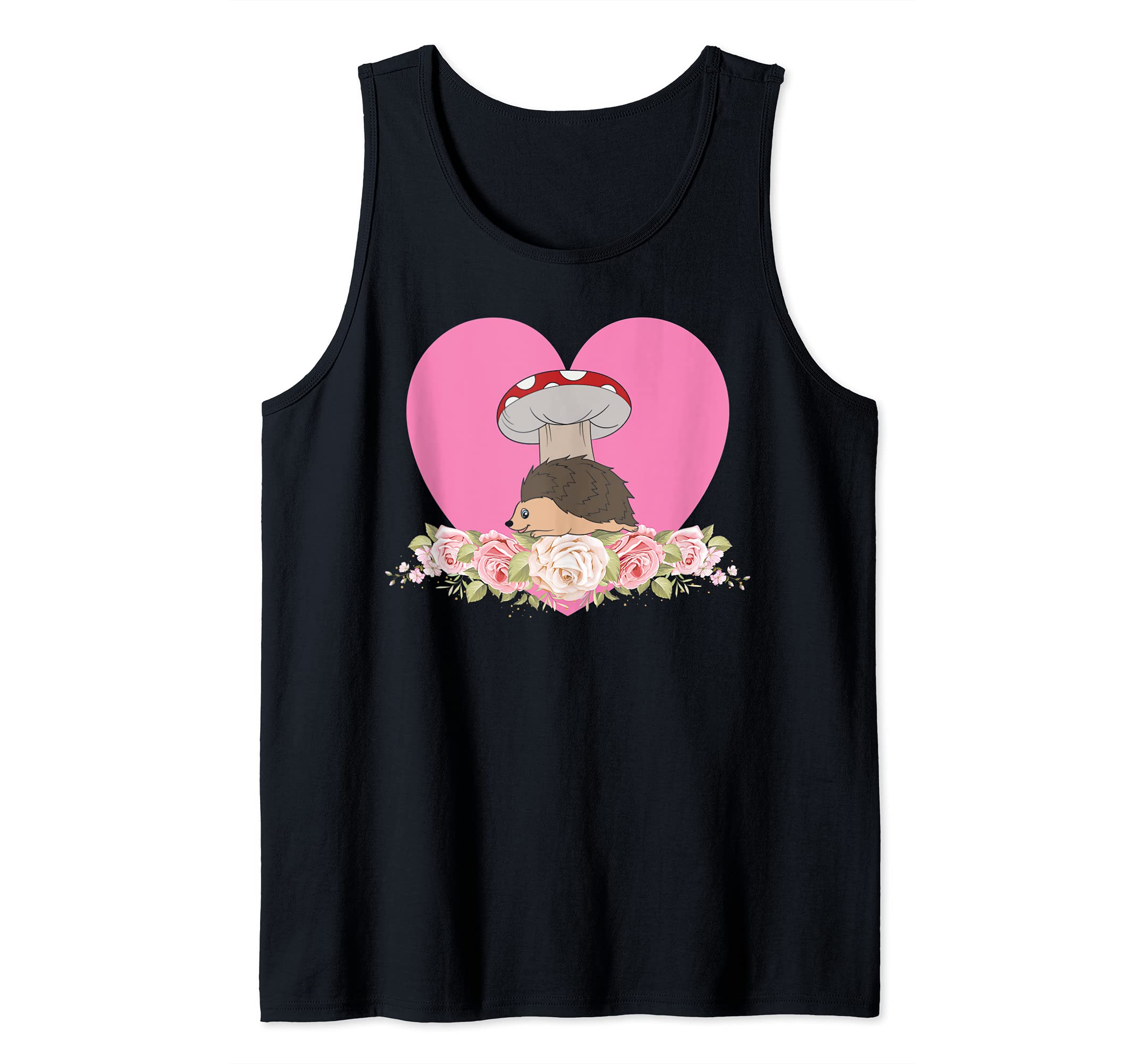 Mushroom Floral Forest Animal Heart Cute Wildlife Hedgehog Tank Top