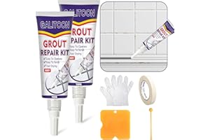 GALITOON Tile Grout Repair Kit, 2 Pack Grout Filler, Fast Drying Tile Grout, Grout Sealer Bathroom Shower Kitchen Floor Tile, Restore and Renew Tile Joints Line, Gaps, Replace Grout Pen (Grey, 200G)…