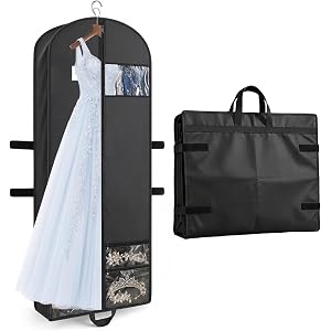 65" Long Garment Bags, Waterproof Travel Dress Bags for Hanging Clothes, Wedding Dress Cover Clothes Protector for Closet Sto