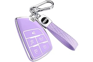 Montague Key Fob Cover for Chevy, Soft TPU Key Case for Silverado Tahoe Equinox Traverse Suburban GMC Yukon Denali Terrain, for Buick Envision Remote Smart Key Holder（5 Buttons Purple）