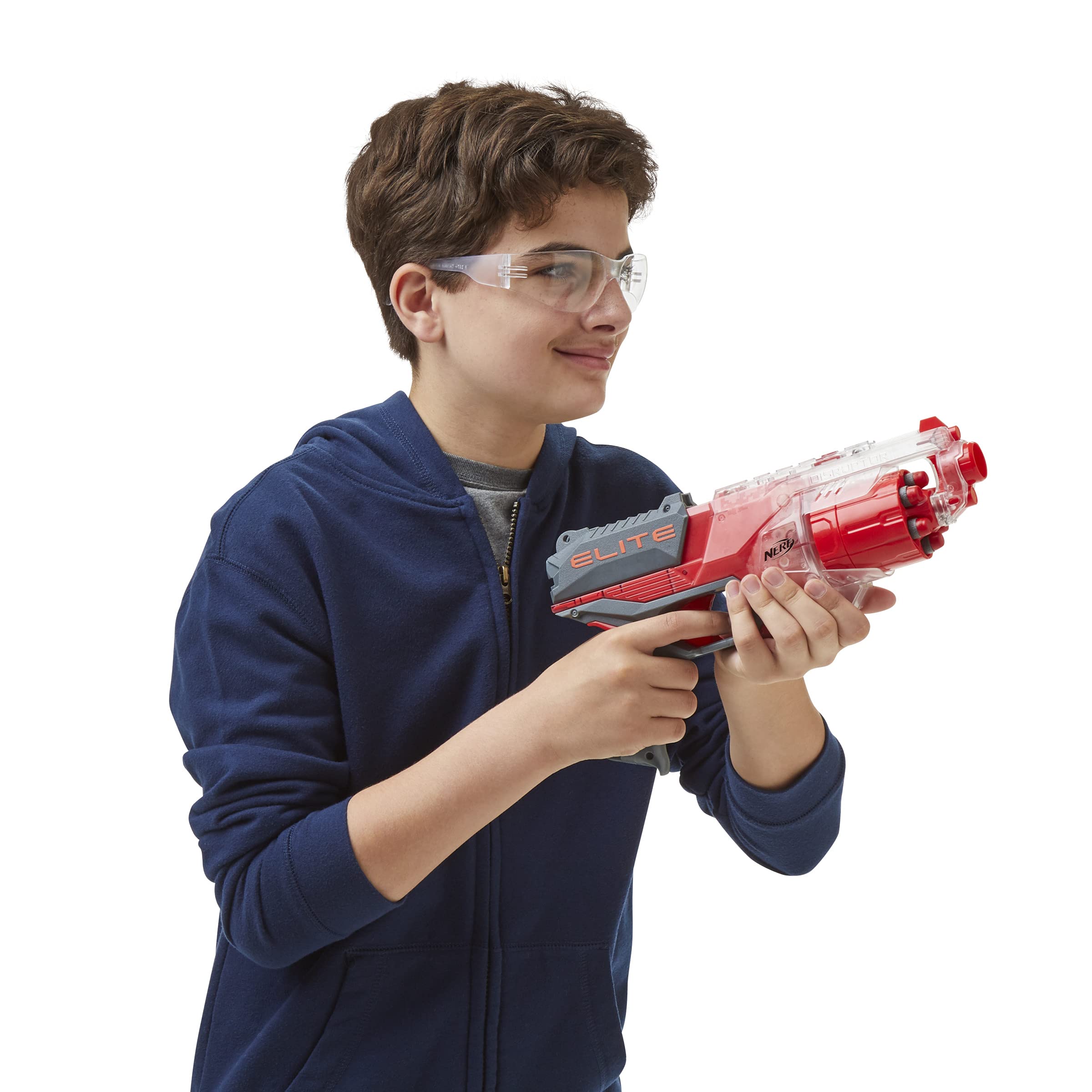 Nerf Elite Disrupter Blaster - 6-Dart Rotating Drum, Slam Fire, Translucent Red (Amazon Exclusive)