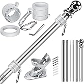 Jetlifee Flag Pole, 360° Spinning 5FT Flag Pole for Outside House Garden Yard, Tangle Free, Rust Proof and Wind Resistant Aluminum Flagpole, Residential or Commercial Use (Silver Flagpole Only)
