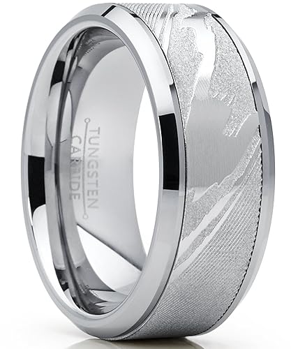 Men's Tungsten Carbide Wedding Band Ring, Inlaid Simulated