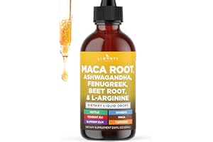 Liberty Lifestyle Organic Maca Root Liquid Drops with Ashwagandha, Nettle, Fenugreek, Beet Root and L-Arginine Liquid Multivitamin for Women and Men - 2oz