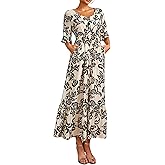 Ystguic Women's Summer Short Sleeve Maxi Floral Flowy Dresses with Pockets