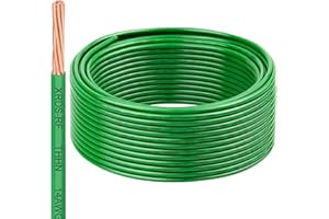 XRDS -RF 14 AWG THHN Stranded Bare Copper Wire 50FT Green Grounding Wire, Electrical Wire, 600V Rated Building Wire, Ideal for Panel Wiring, Grounding, Lighting Circuits, Control Systems