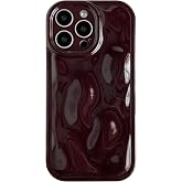 Caseative for iPhone 14 Pro Max Case, Wine Red | Water Ripple Wave Meteorite Bubble Pattern Chrome Plating Soft