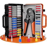 Preciva Ferrule Crimping Tool Kit with 1500PCS Wire Connectors, Hexagonal Crimping Pliers for AWG 28-5 Crimper Adjustable Rat