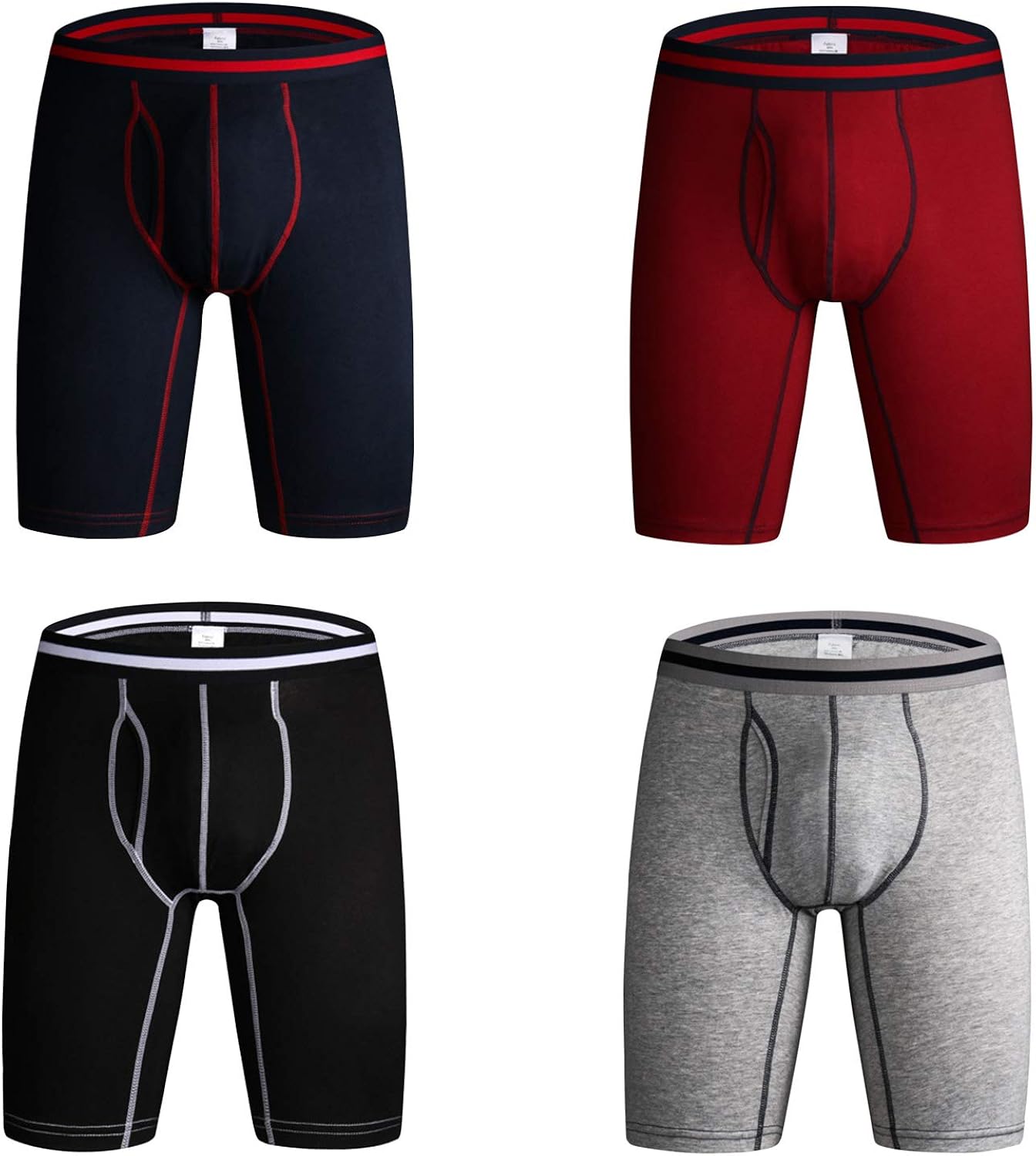 Frestepvie 4er Pack Herren Unterhosen Knielang Elastisch Boxershorts Set Open Fly Pouch Trunks ...