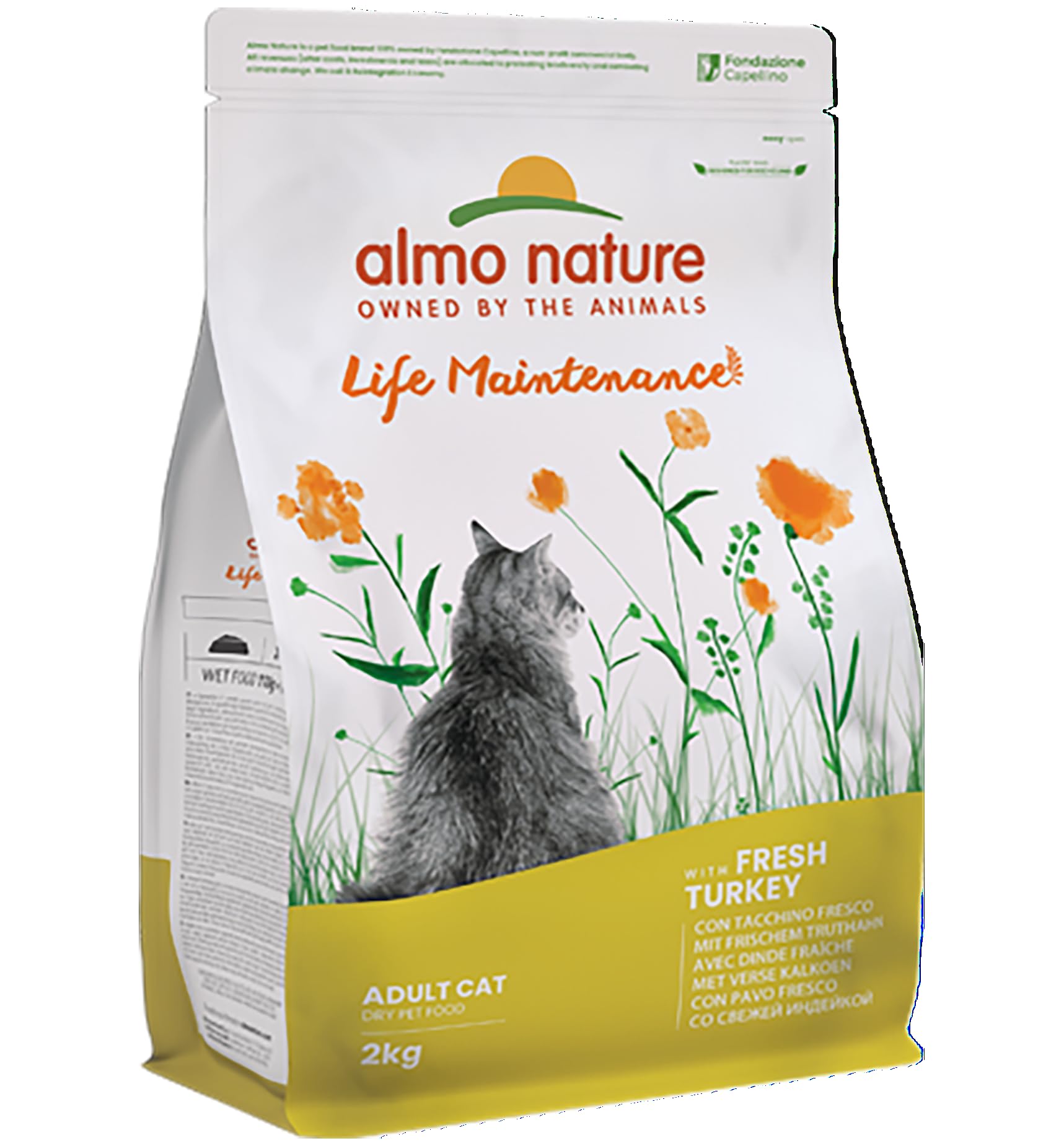 almo nature Functional - Life Maintenance - Dry Cat Food for Adult and Mature Cats - Kibbles with Fresh Turkey - Daily Feeding, Nutritionally Balanced - 2 kg