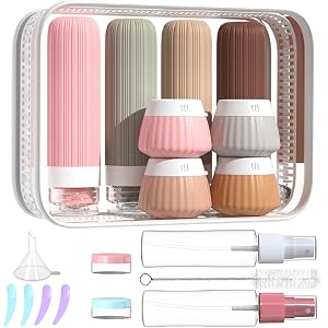 NuvaConx 18Pack Travel Bottles for Toiletries TSA Approved Silicone Travel Containers for Toiletries, Leak Proof Refillable L
