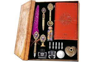 Aifeiter Feather Pen Ink Set,Notebook Quill Pen and Ink Set,Quill Pen and Ink Set,Wax Seal Stamp Set,Feather Calligraphy Pen Set,Beautiful Gift Calligraphy Set,Christmas Gifts-Purple