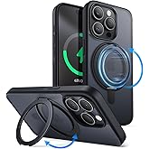 JETech 360 Degree Rotatable Ring Case for iPhone 15 Pro Max 6.7-Inch Compatible with MagSafe, Slim Shockproof Phone Cover with Stand & Ring Holder (Black Titanium)