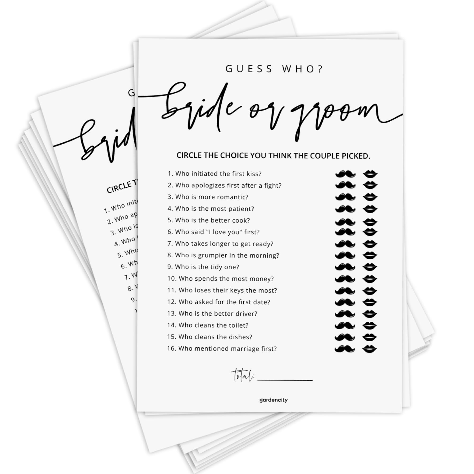 Photo 1 of GardenCity Guess Who Bride or Groom?, Bridal Shower Games for 50 Guests, Minimalist