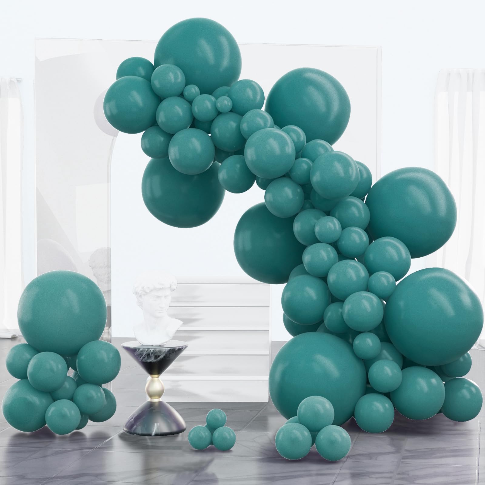 Photo 1 of PartyWoo Slate Blue Balloons 100 pcs Different Sizes of 18 12 10 5 Inch Dusty Blue Green Boho Dark Teal Balloon Arch Kit Garland for Graduation Baby Shower Birthday Party Decorations Blue-F22