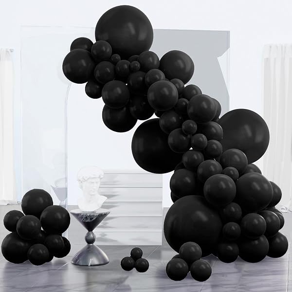 PartyWoo Black Balloons 152 pcs Different Sizes of 18 12 10 5 Inch Black Balloons Arch Kit Garland for Baby Shower Birthday G