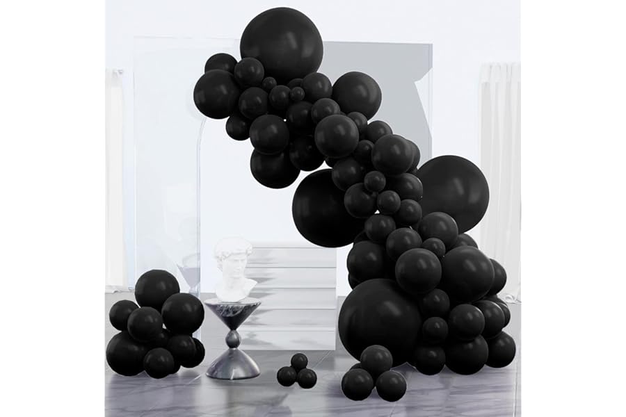 PartyWoo Black Balloons 152 pcs Different Sizes of 18 12 10 5 Inch Black Balloons Arch Kit Garland for Baby Shower Birthday Graduation Casino Gaming Anniversary Race Car Party Decorations Black-Y18