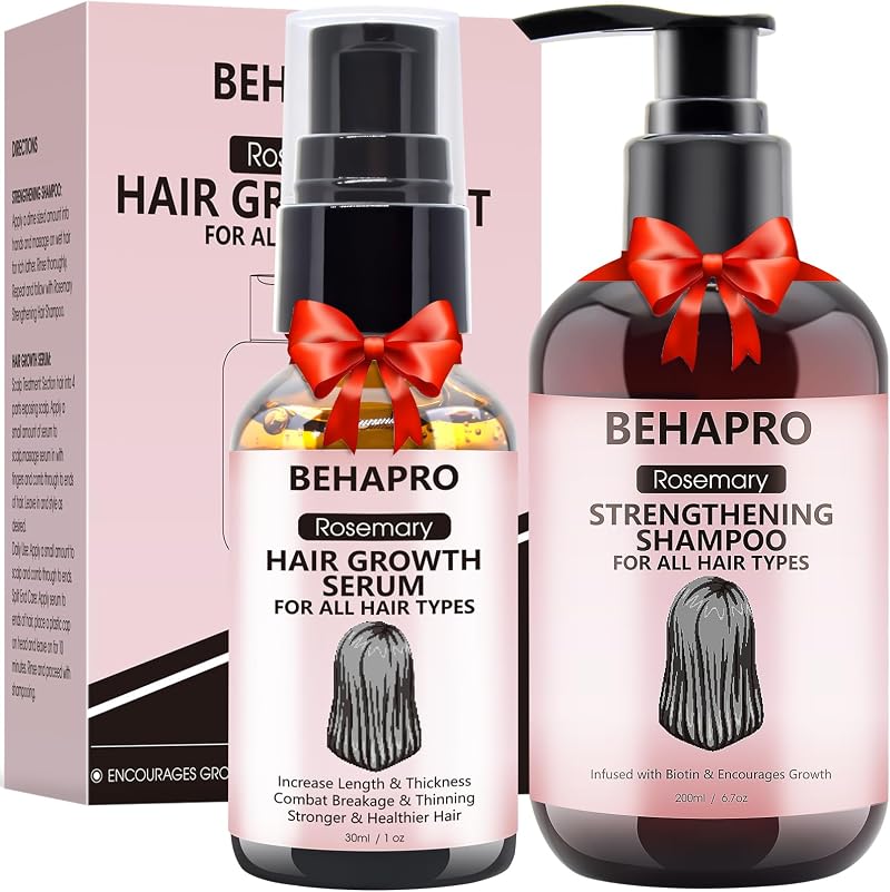 BEHAPRO Natural Rosemary Oil Hair Growth Serum and Sulphate Free Shampoo Set