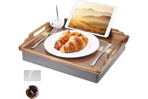 DRELIFAM Lap Desk with Cushion,Wooden Bed Tray Table for Eating,Lap Tray in Recliner,Breakfast Tray,TV Dinner Bed Food Trays 