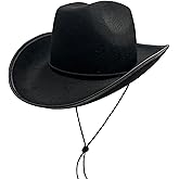 LAURVA Classic Plain Felt Cowboy Hat Cowgirl Hat for Women Men,Western Country Themed Bachelorette Party,Vibrant Colors