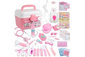 Anpro 46Pcs Doctor Kit For Kids,Kids Doctor kit,Medical Toy Kids Doctor Pretend Play kit With Stethoscope for Kids Doctor Role Play Costume Dress-Up,Doctor Play Gift For Kids Ages 3 4 5 6 7 8 Year Old