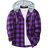 Ceoutdoor Men's Flannel Shirt Plaid Hoodie Fall Casual Button Down Shirt Jackets Long Sleeve Stylish Hooded with Pocket