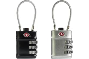 UP Security Luggage Locks TSA Approved, Small Padlock Combination with Cable, TSA Locks for Luggage, Combo Padlock with Code,