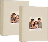 Miaikoe Small Photo Album 6x4 50 Pockets Beig​e 2 Packs Linen Top Loading view 1
