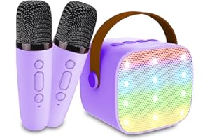 DARKANT Portable Bluetooth Karaoke Speaker with 2 Wireless Microphones & LED Lights for Kids Birthday Parties