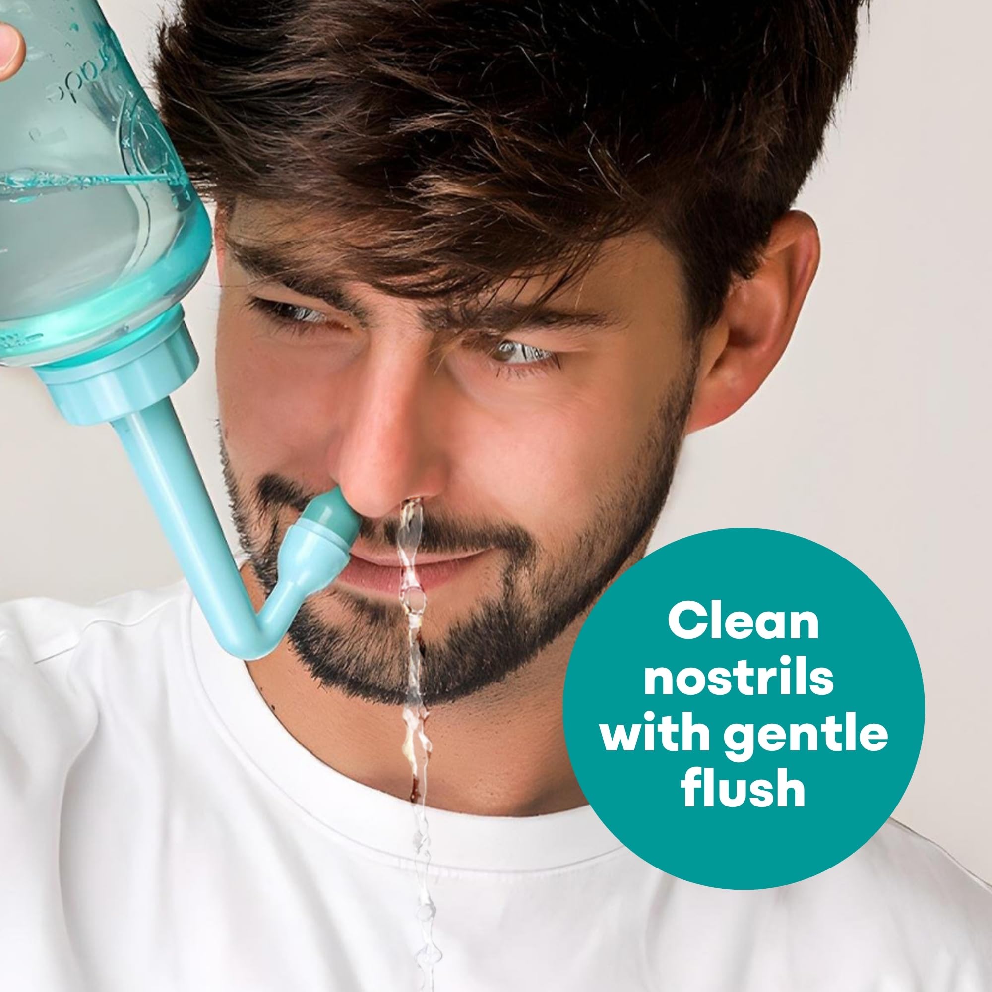 Medi Grade Sinus Rinse Bottle, 500ml with 30 Sinus Rinse Packets - Complete Nasal Irrigation System - Neti Pot Nose Cleaner - Nasal Wash Kit for Home or Travel - 2 Nasal Rinse Tips and Storage Bag