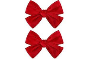 ONENINEDREAM Christmas Velvet Hair Bows Alligator Clips for Girls Red Bow Clip for Hair Bowknot Alligator Barrettes Baby Girls Christmas Hair Accessories Red Bows Toddlers Kids