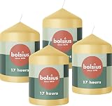 Bolsius Beige Pillar Candles 4-Pack 8 x 6 cm Unscented Long 17h