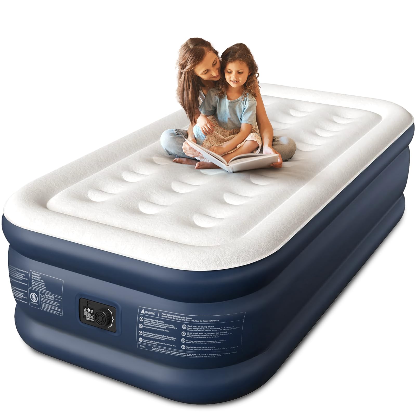 Photo 1 of Twin XL Air Mattress with Built-in Pump, 18" Raised Comfort, 80“ Length, 48Hr Leak-Proof Test, Upgraded Honeycomb Pillar Design, Supports 500 lbs, 2-Min Inflation for Home, Guests & Camping