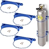 Otoolling 4 Pcs Gas Cylinder Wall Bracket Oxygen Cylinder Holder Wall Mount Steel Tank Bracket with Safety Chain for 40l Gas Bottles, Universal Mounting Brackets for Industrial Laboratory Use