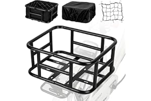 SAMRELAX Bike Basket Rear, Large Bicycle Basket with Cargo Net, Liner and Waterproof Cover for Electirc Bike, Ebike and Bikes